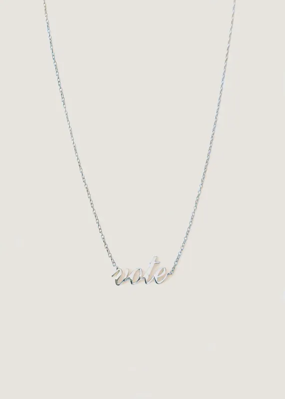 Vote Nameplate Necklace Silver sold by Kinn