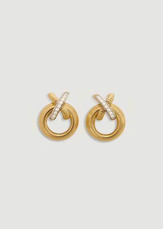 Two Toned X Earrings Diamond sold by Kinn