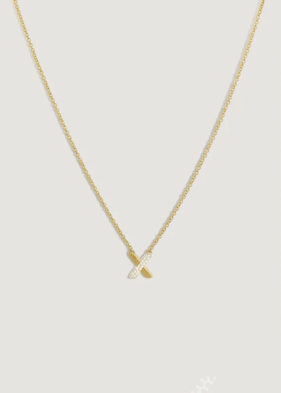 Two Toned Eternal Bond X Diamond Necklace made by Kinn