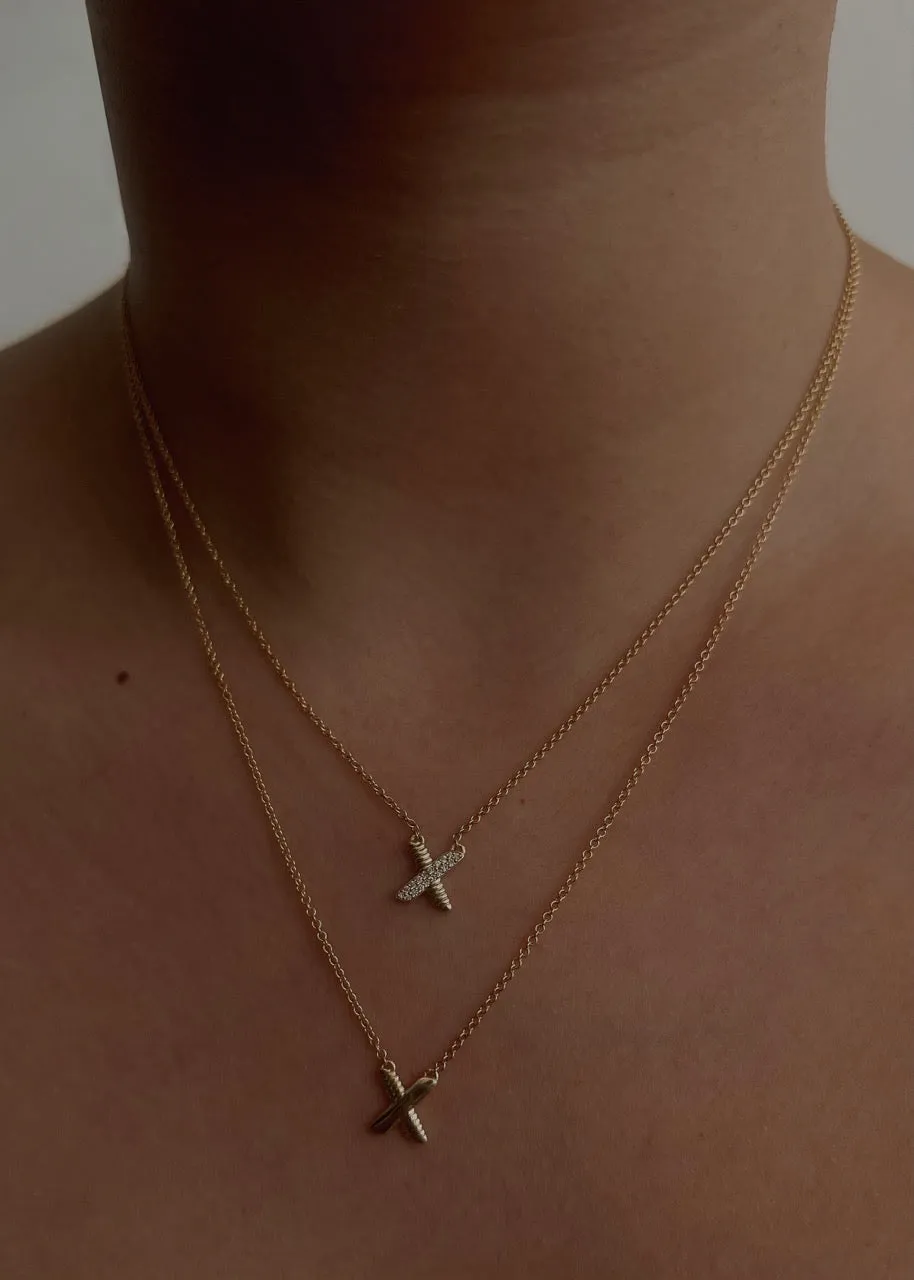 Two Toned Eternal Bond X Diamond Necklace sold by Kinn product image thumbnail 4