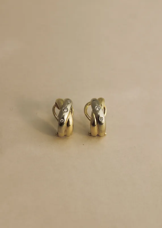 Vintage Two Tone Twist Diamond Earrings sold by Kinn