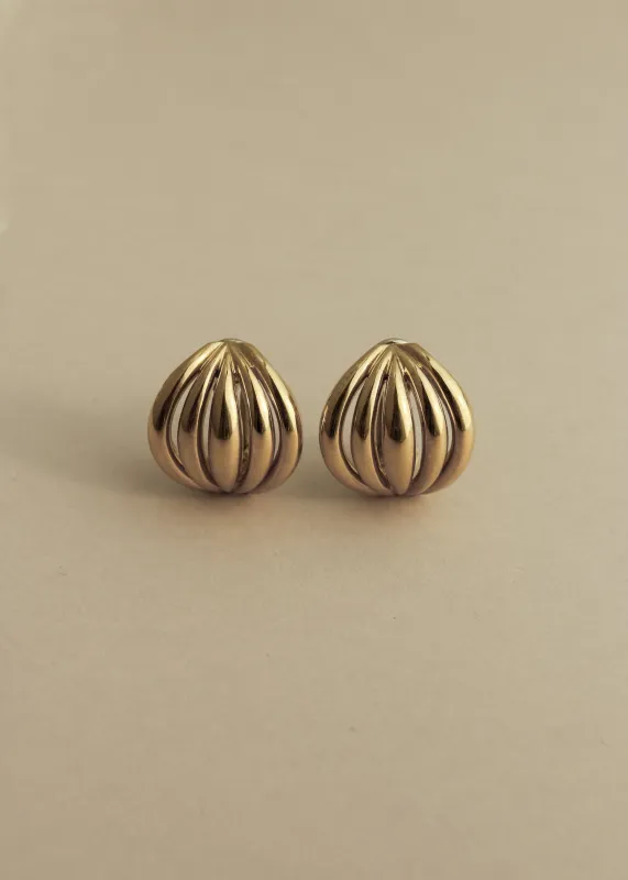 Vintage 18K Bold Gold Dome Earrings sold by Kinn
