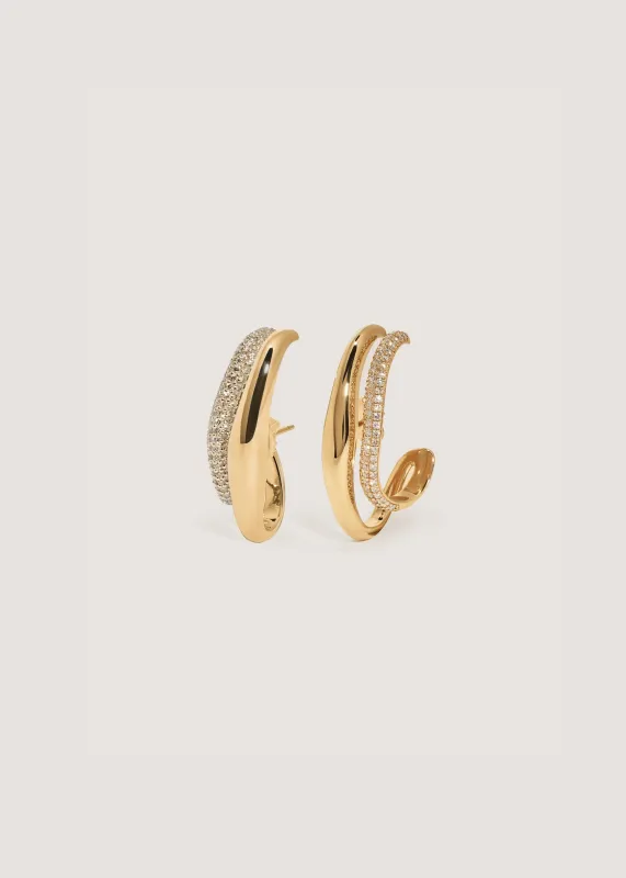 Rhea Sculptural Wave Earring Diamond Gold sold by Kinn