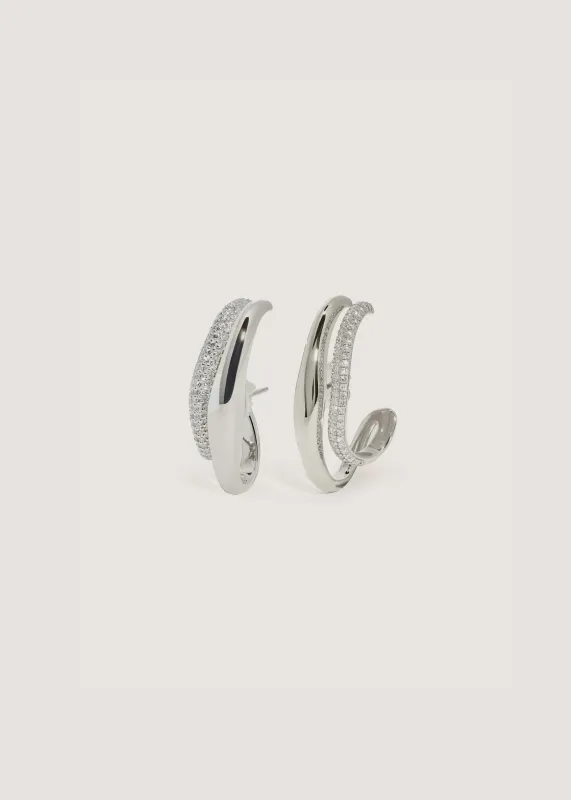 Rhea Sculptural Wave Earring Diamond Silver sold by Kinn