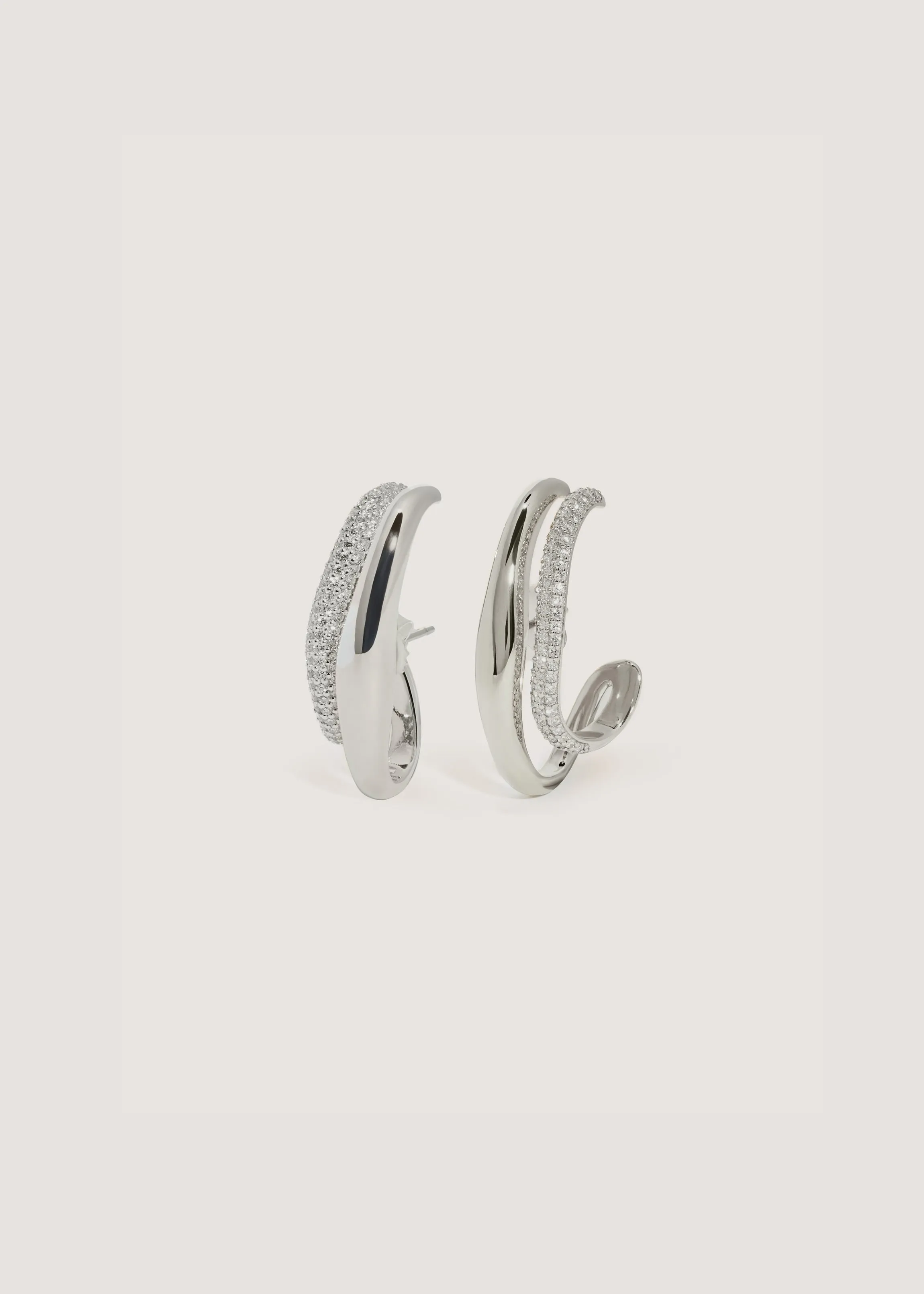 Rhea Sculptural Wave Earring Diamond Silver sold by Kinn