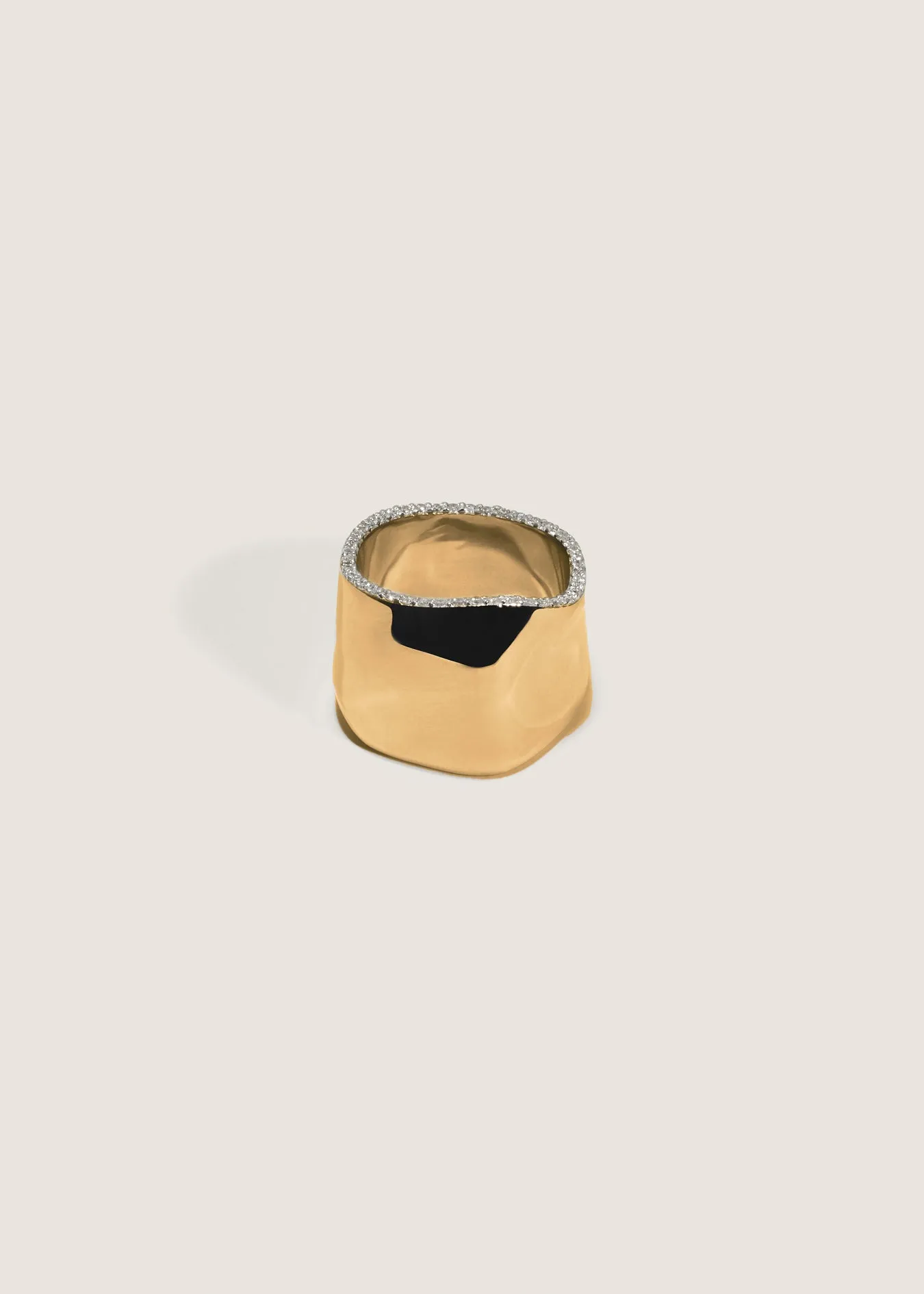 Mira Sculptural Cigar Band Ring Diamond Gold sold by Kinn