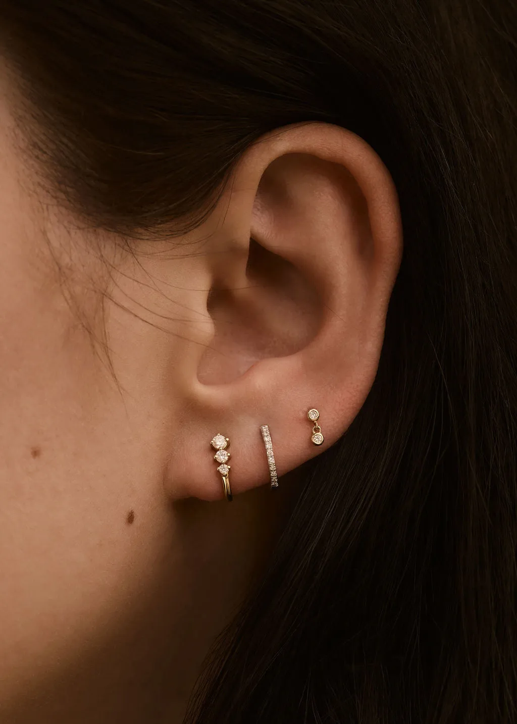 Double Diamond Dangle Piercing Earring sold by Kinn product image thumbnail 2