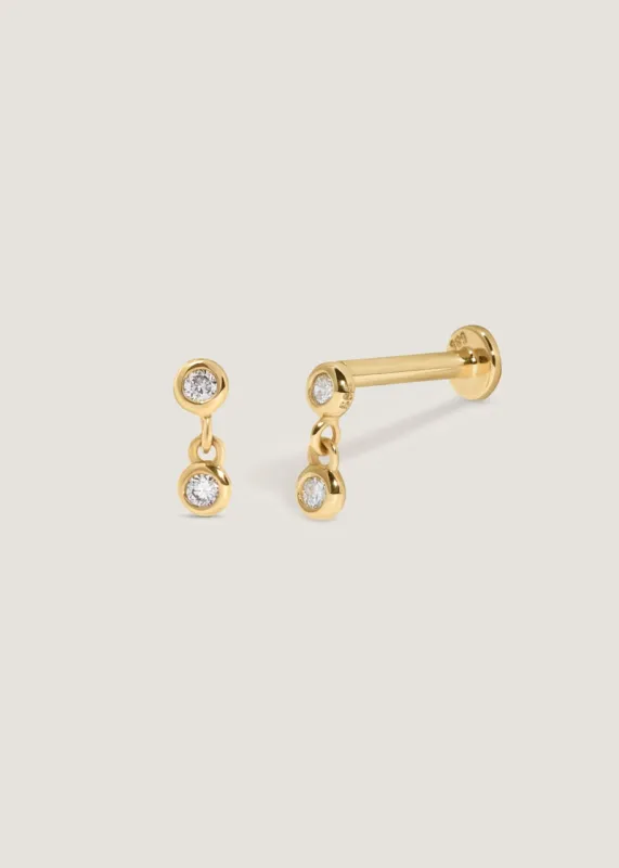 Double Diamond Dangle Piercing Earring sold by Kinn