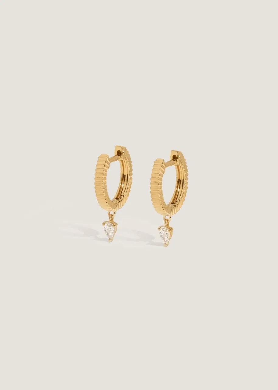 Solis Ribbed Huggie Earrings Diamond sold by Kinn