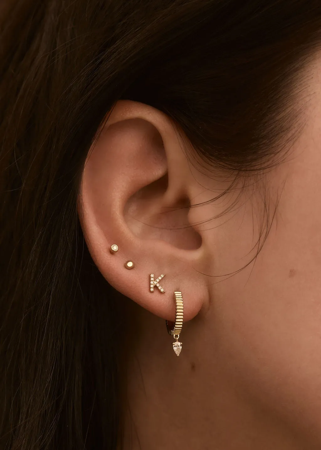 Solis Ribbed Huggie Earrings Diamond sold by Kinn product image thumbnail 2