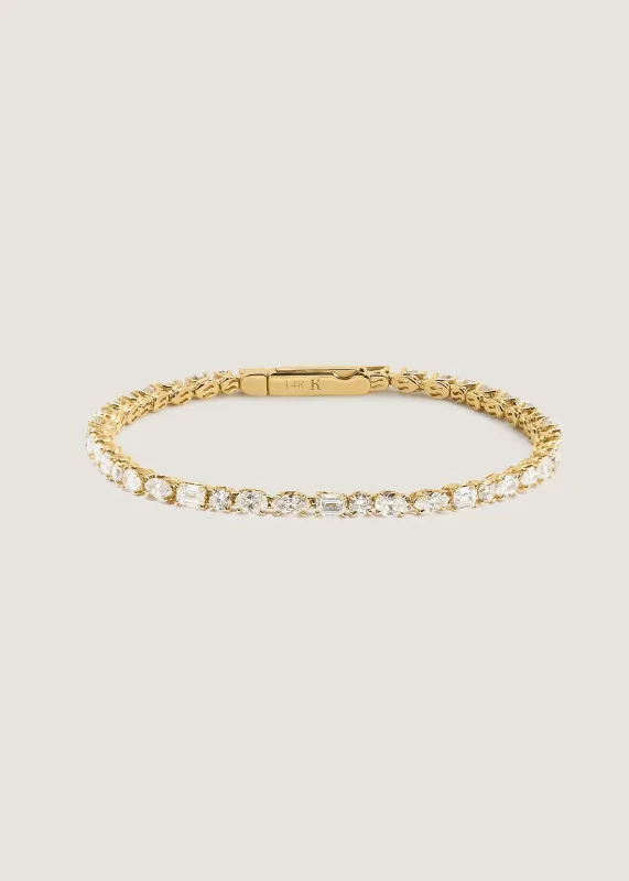 Esme Fancy Shape Tennis Bracelet 4ctw Yellow Gold made by S&D