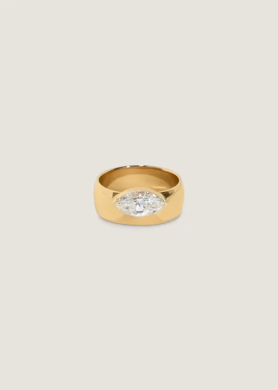 Porter Cigar Band Ring Marquise Diamond sold by Kinn