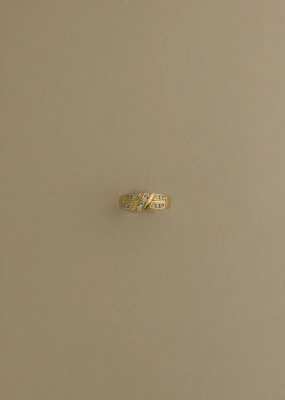 Vintage Diagonal Channel Diamond 14k Ring sold by Kinn