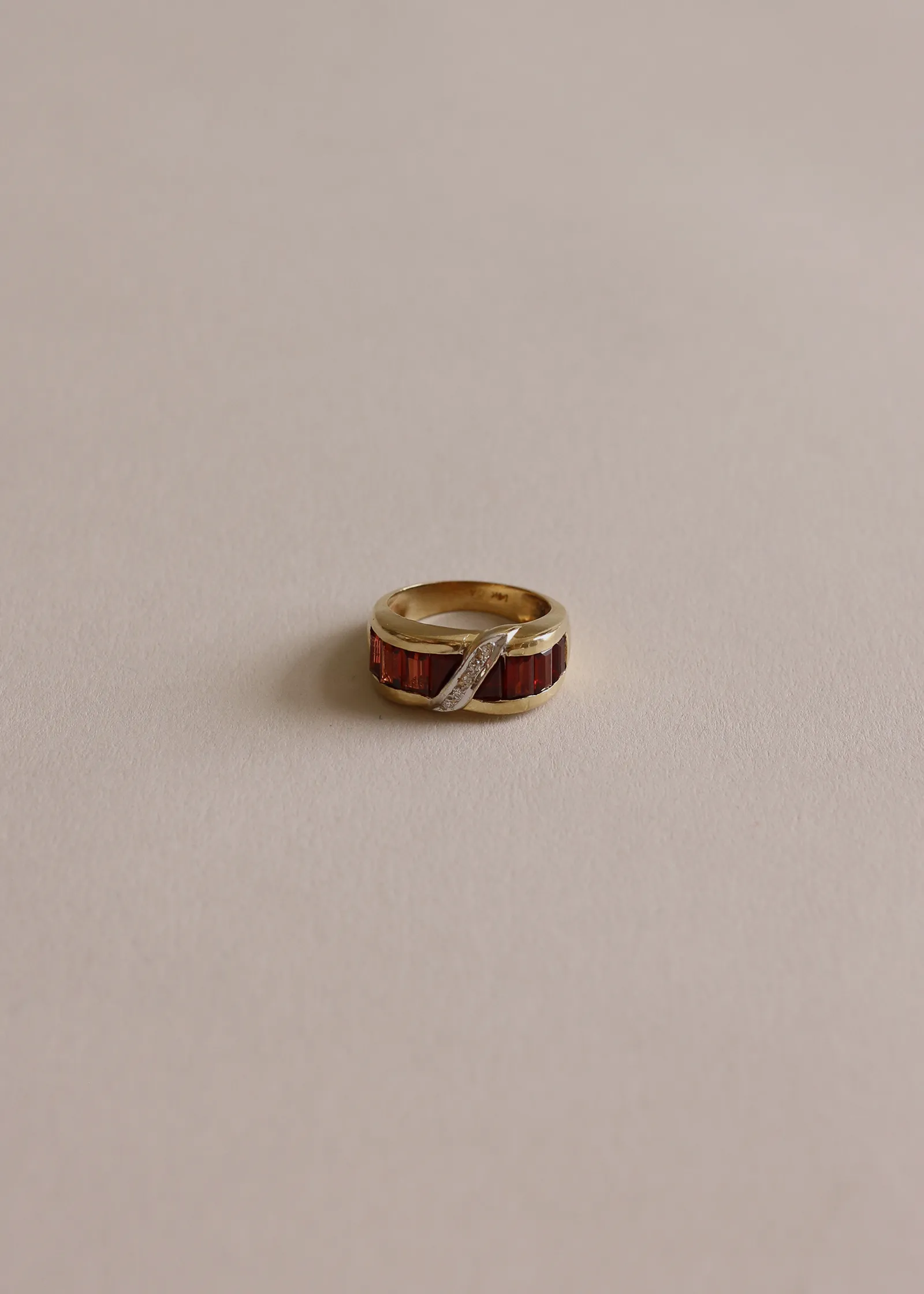 Ring Vintage Garnet Diagonal Pavé 14k Ring sold by Kinn product image thumbnail 4