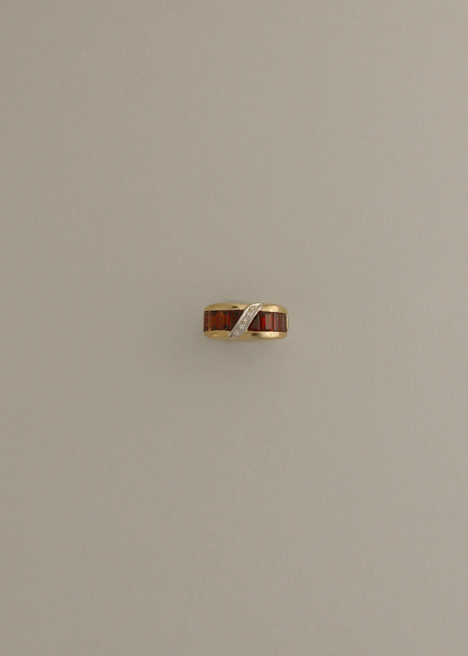 Ring Vintage Garnet Diagonal Pavé 14k Ring sold by Kinn