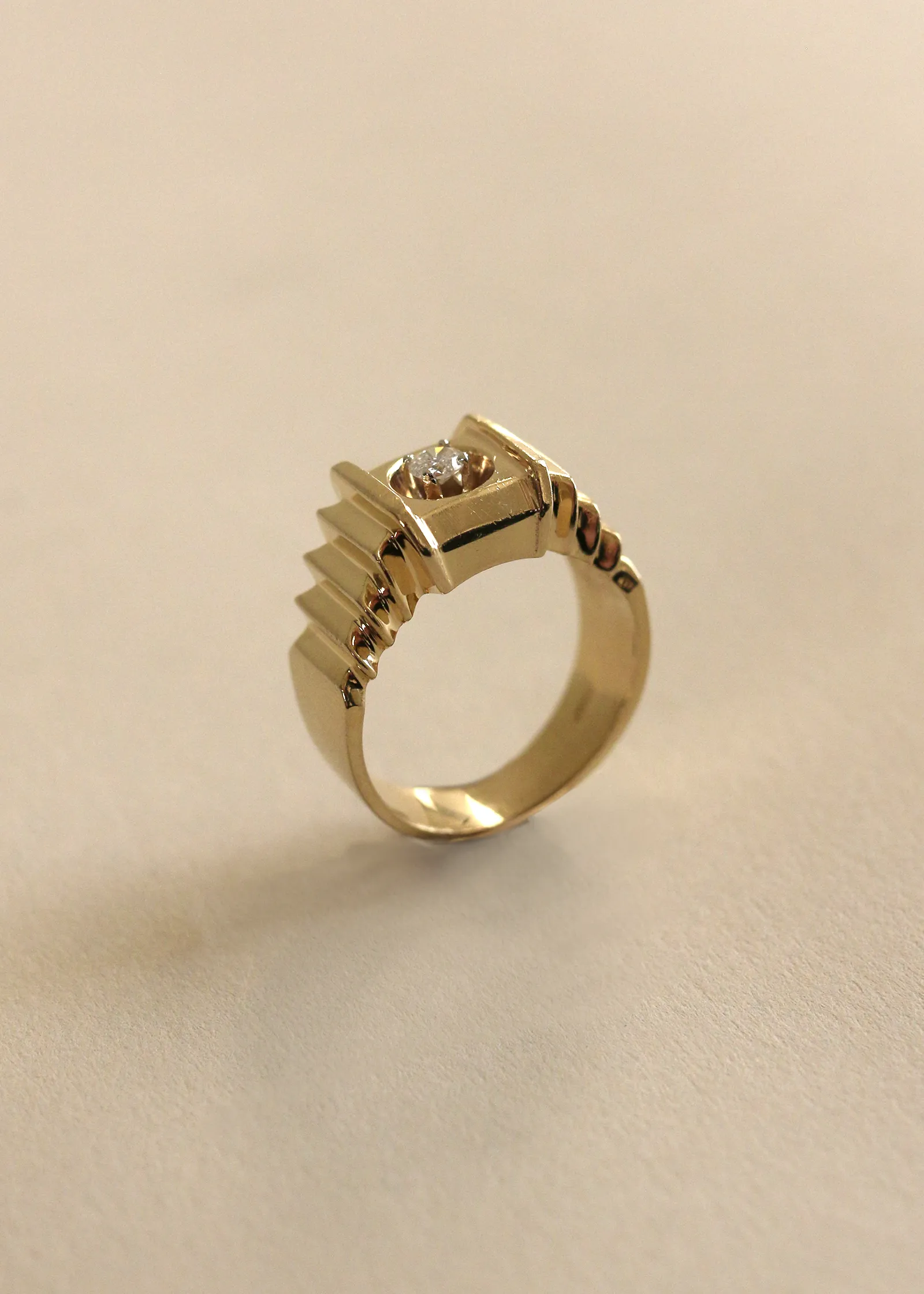 Vintage Art Deco Steps 14k Diamond Ring sold by Kinn product image thumbnail 2