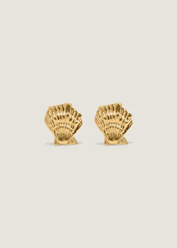 Shell Stud Earrings Gold sold by Kinn