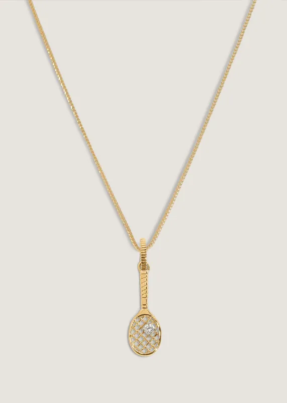 Courtside Racquet Pendant Diamond Necklace sold by Kinn