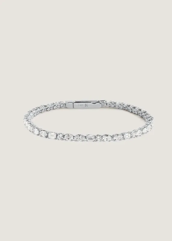 Esme Fancy Shape Tennis Bracelet 4ctw White Gold made by S&D