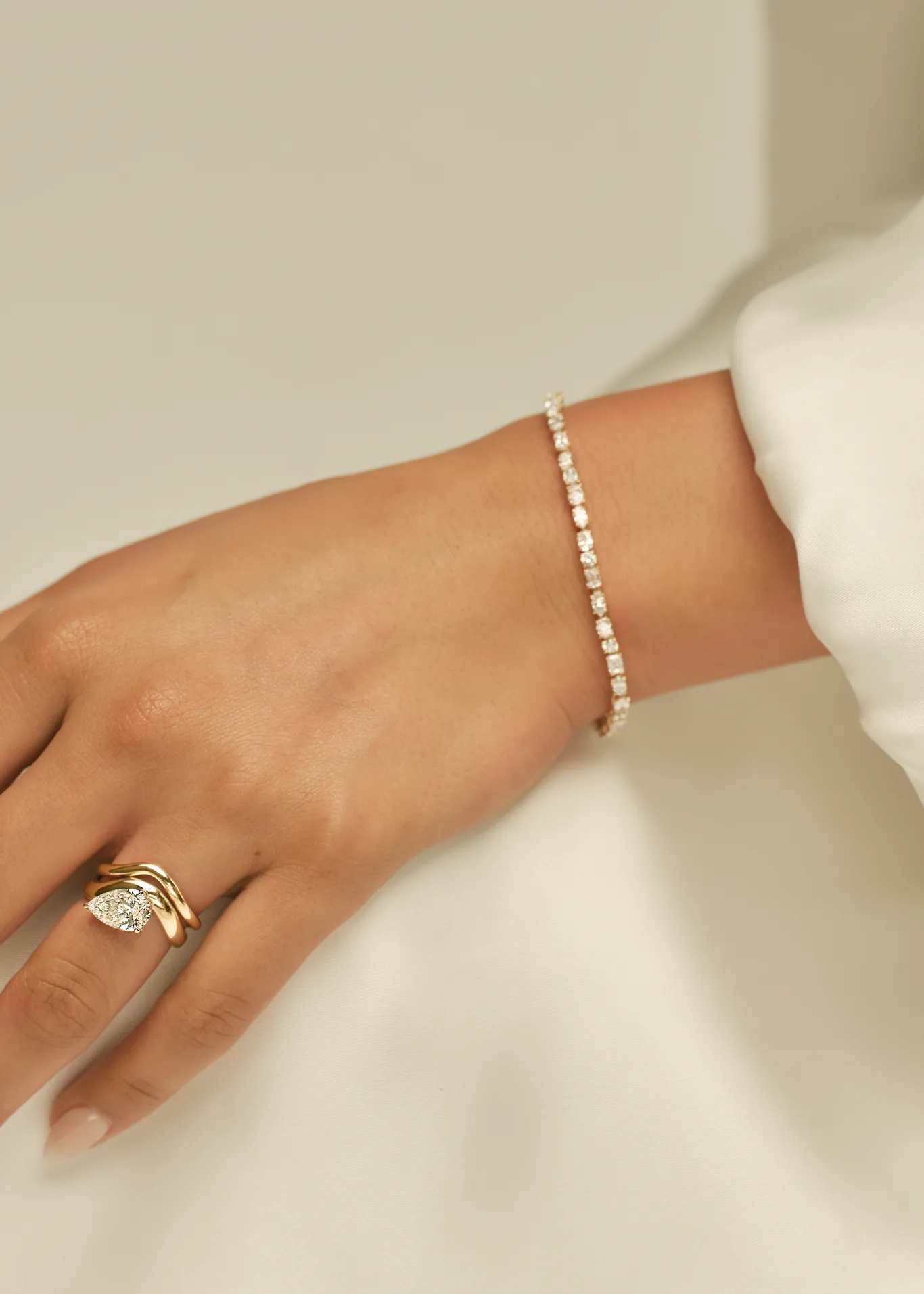 Esme Fancy Shape Tennis Bracelet 4ctw White Gold sold by Kinn product image thumbnail 4