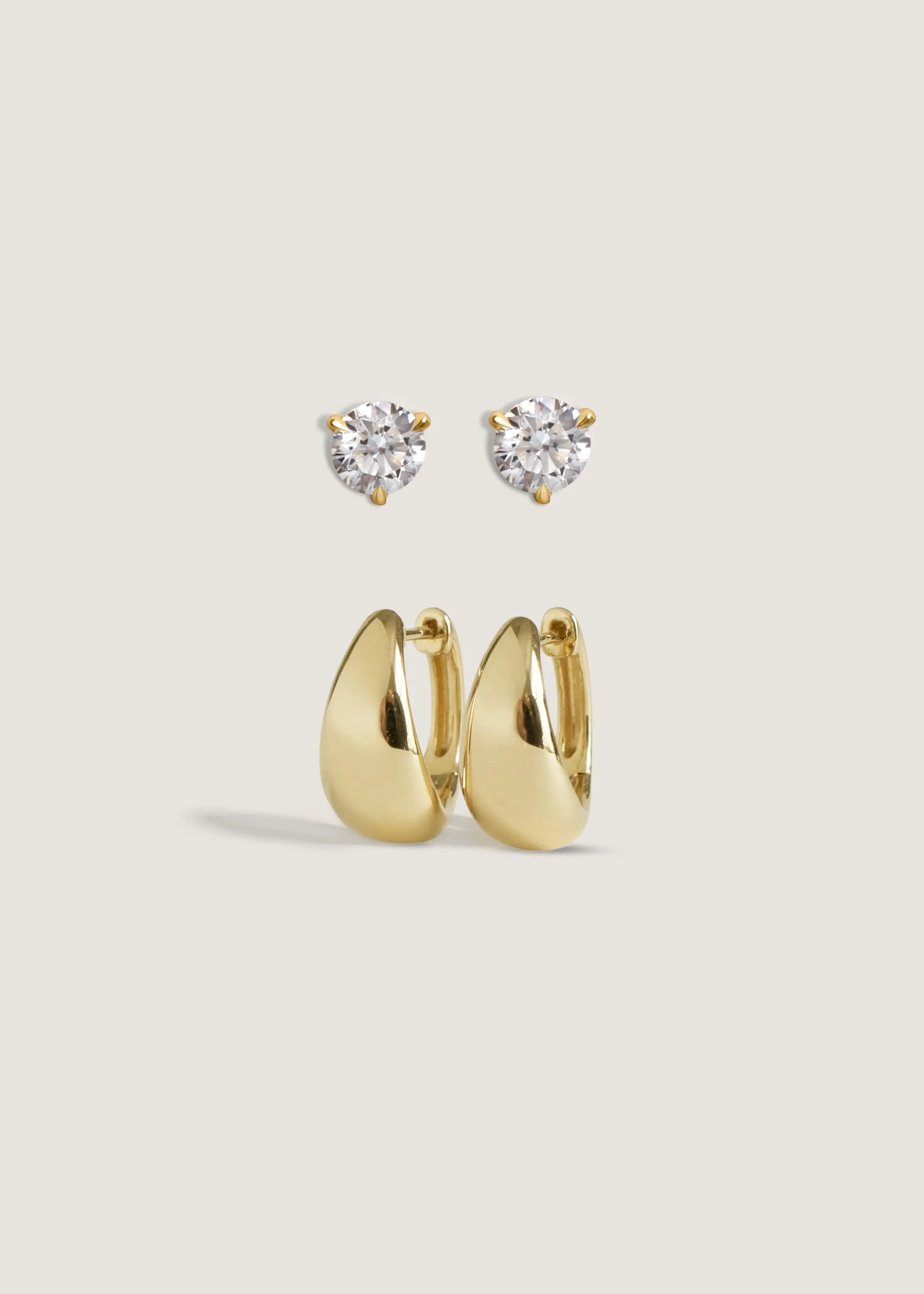June 0.50ctw Diamond Round Stud & Teardrop Hoop Earrings Stack sold by Kinn