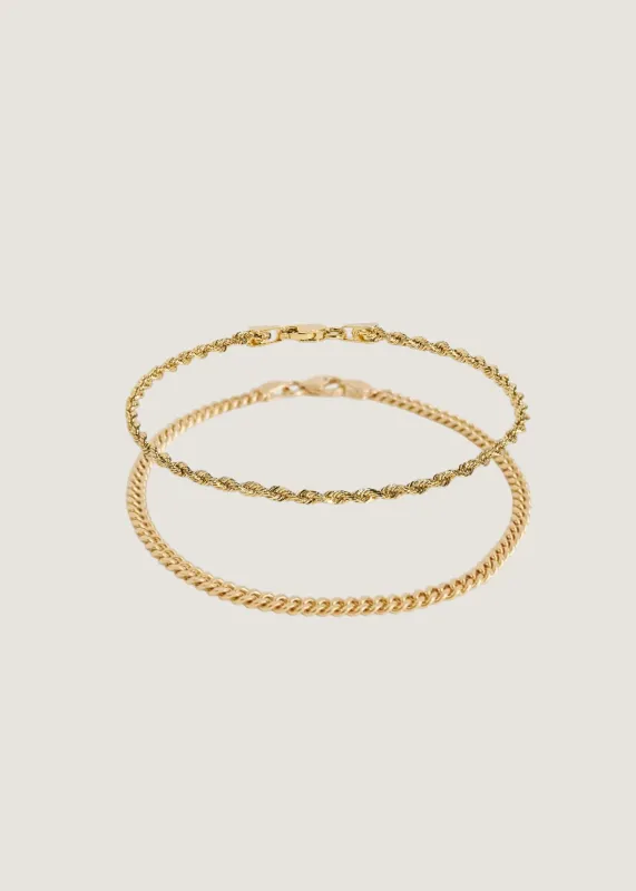 Petite Capri Curb & Rope Chain Bracelet Stack sold by Kinn