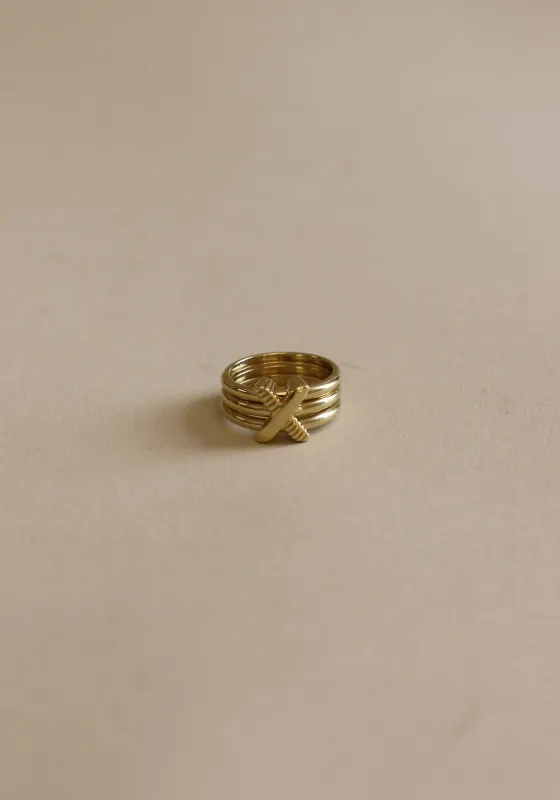 Archive Eddy Layered X Ring 14k Sample 1 sold by Kinn