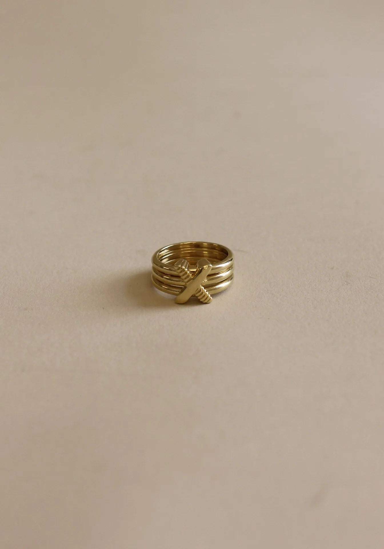 Archive Eddy Layered X Ring 14k Sample 1 sold by Kinn