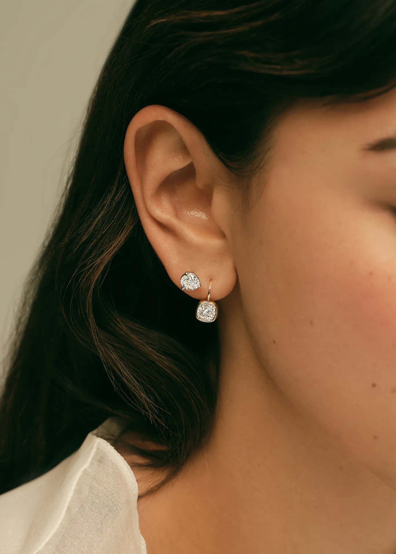 Harper 2ctw Cushion Cut Drop Earrings Yellow Gold sold by Kinn product image thumbnail 2