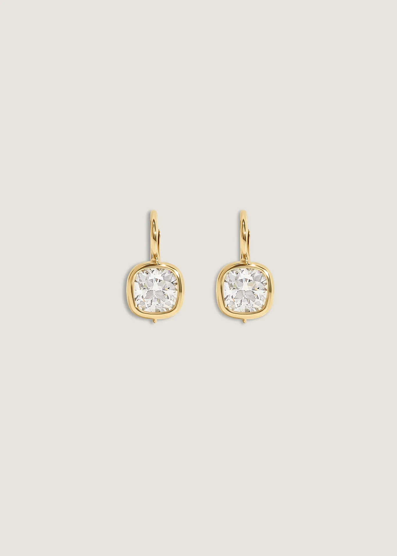 Harper 2ctw Cushion Cut Drop Earrings Yellow Gold sold by Kinn