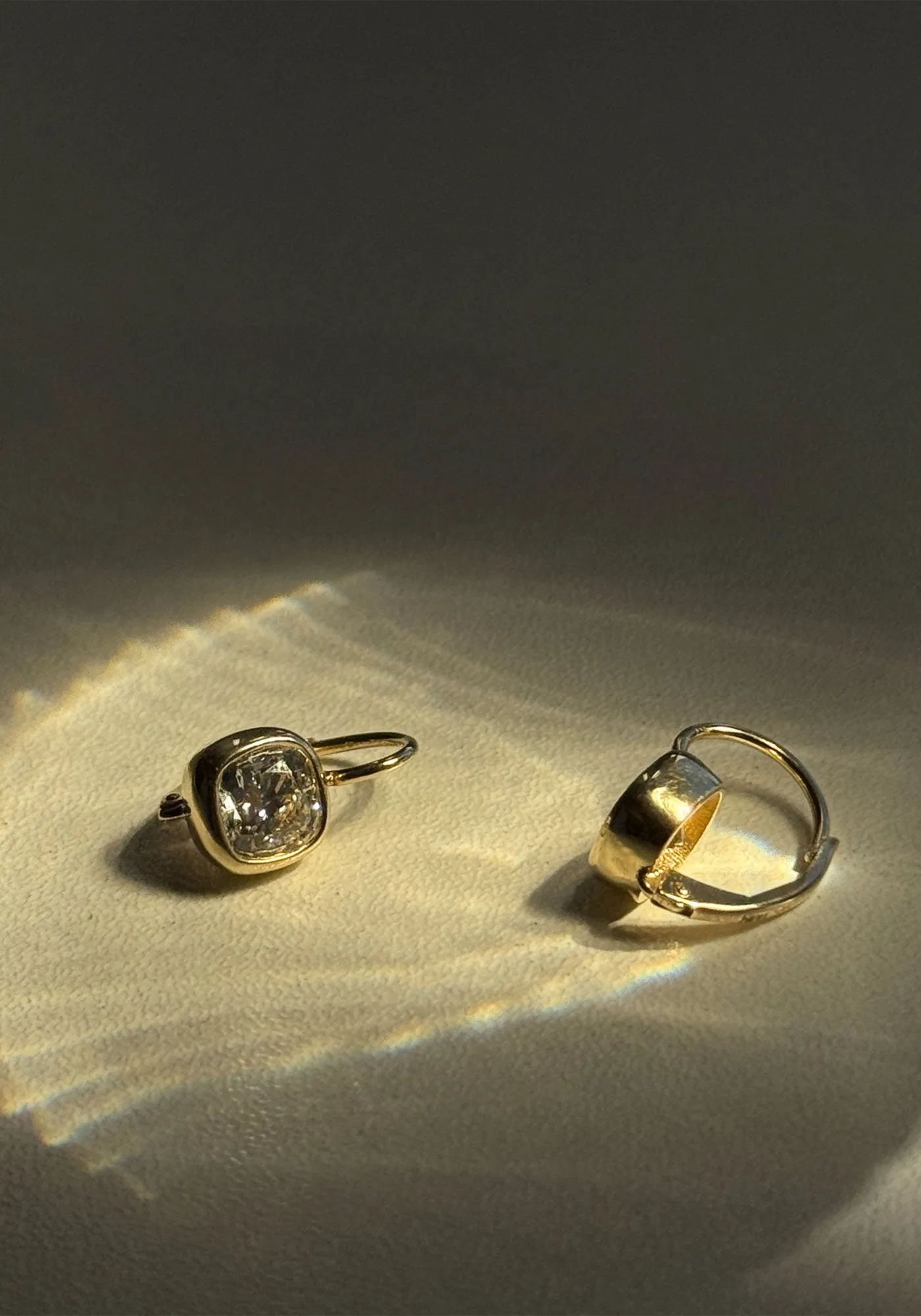 Harper 2ctw Cushion Cut Drop Earrings Yellow Gold sold by Kinn product image thumbnail 4