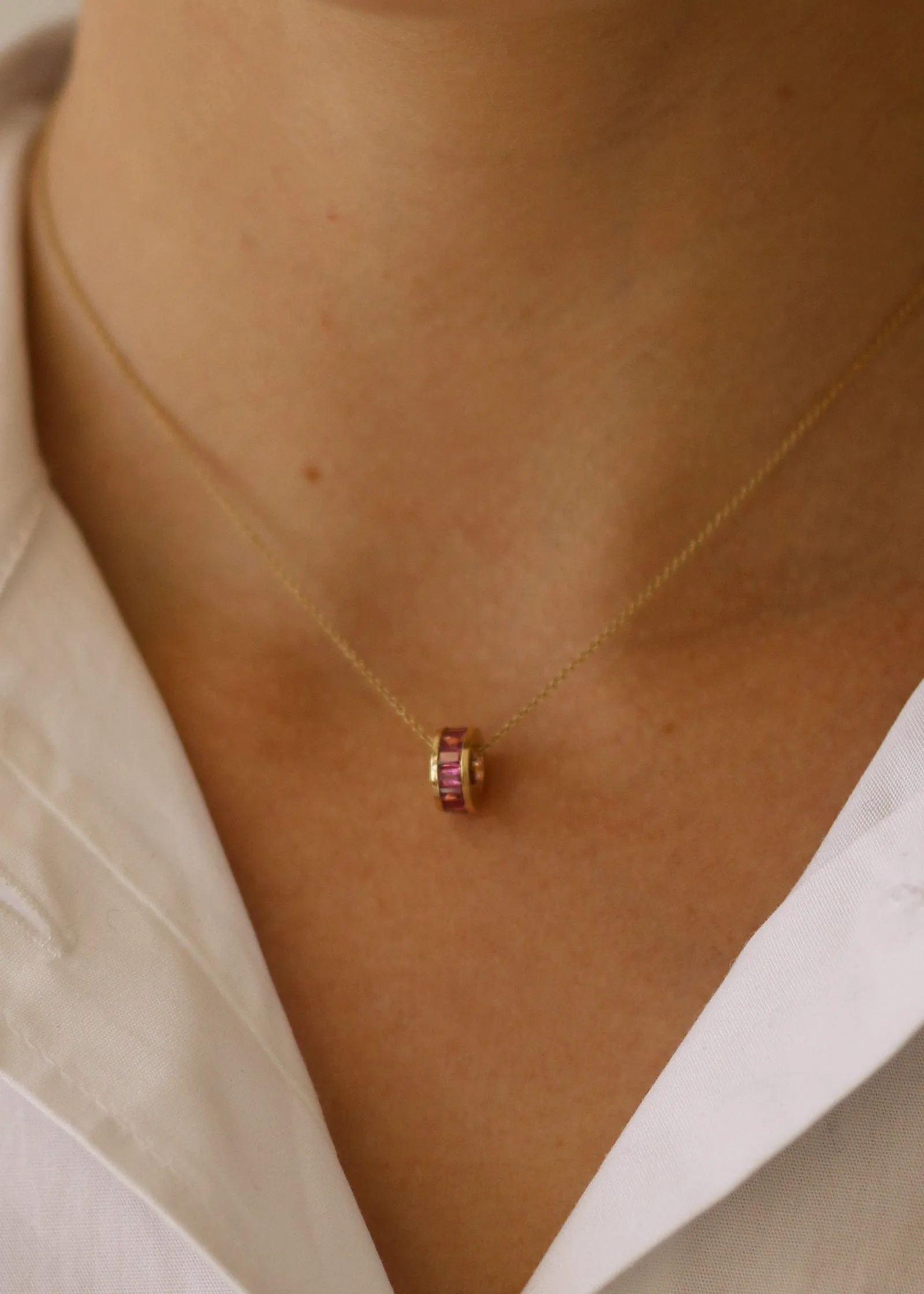 Milestone Baguette Birthstone Charm Pink Tourmaline sold by Kinn product image thumbnail 2