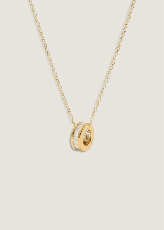 Milestone Baguette Birthstone Charm Diamond Necklace sold by Kinn