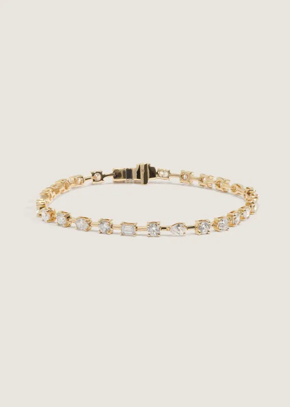 Lydia Fancy Shape Tennis Bracelet Yellow Gold sold by Kinn