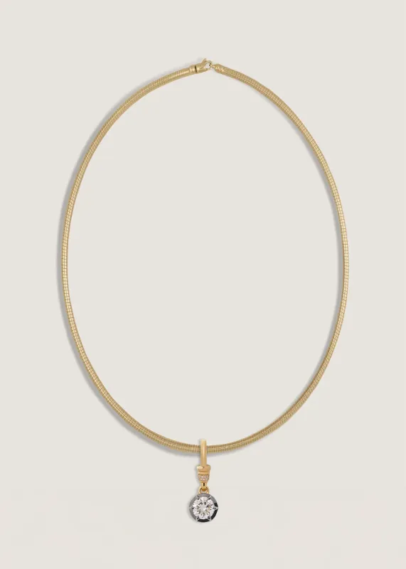 Roselle Black Rhodium Round Pendant Diamond Necklace sold by Kinn