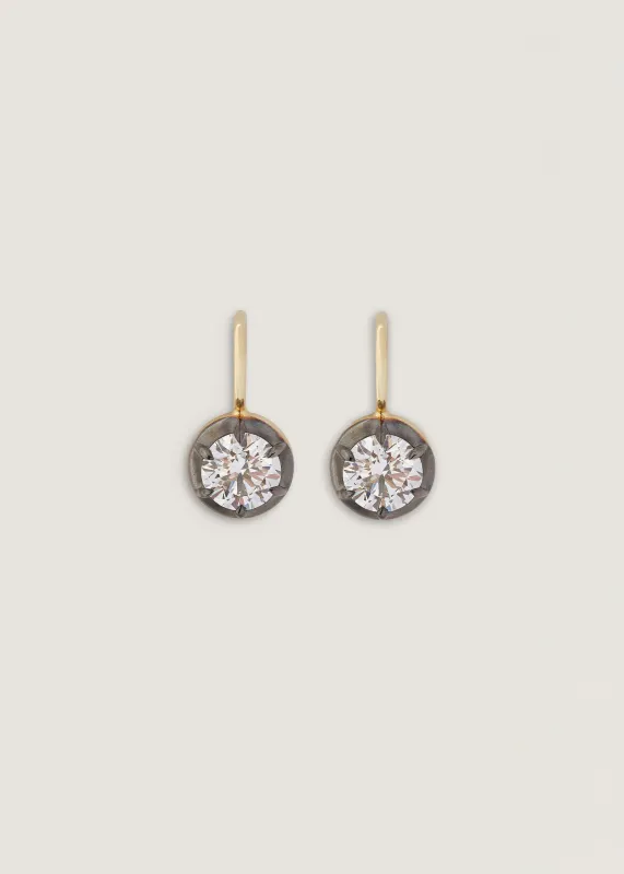 Rosette Black Rhodium Round Diamond Earrings sold by Kinn