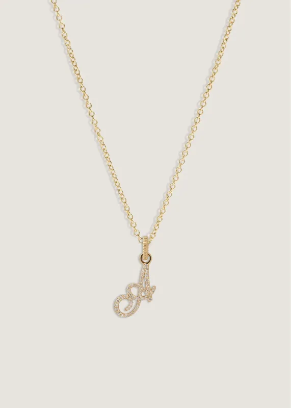 Pave Love Letter Charm Pendant Necklace sold by Kinn