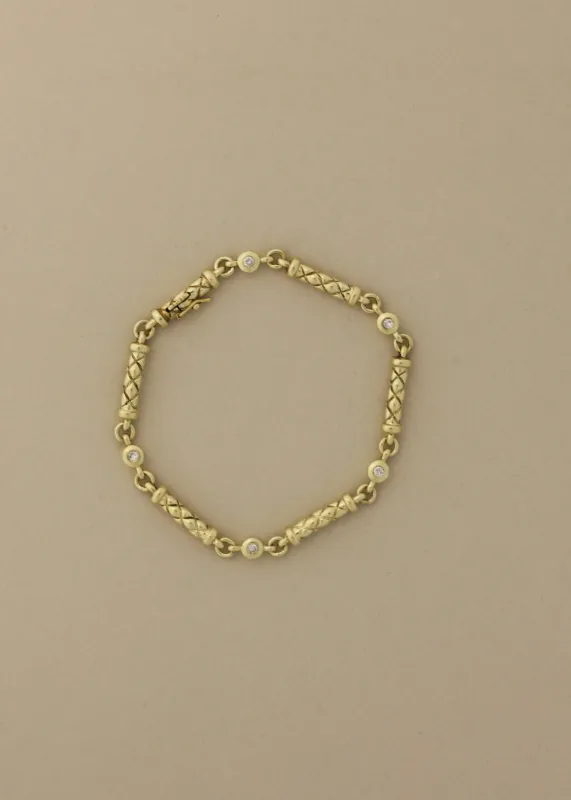 Vintage 14k Bezel Diamond Byzantine Bracelet sold by Kinn