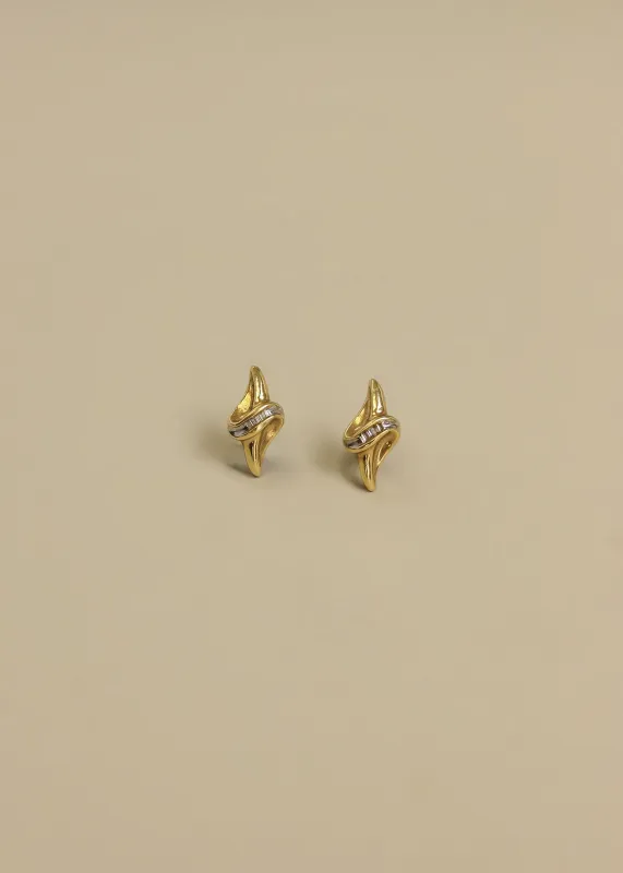 Vintage 18k Croissant Diamond Earrings sold by Kinn