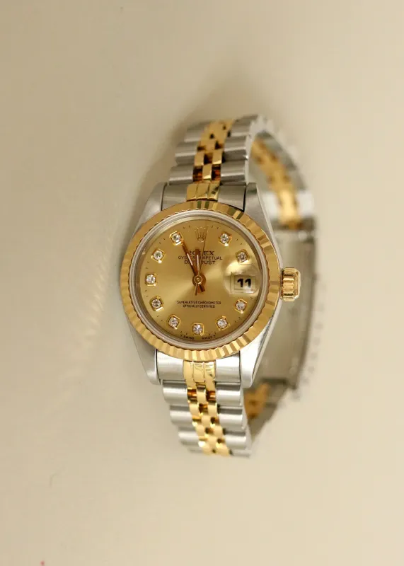 Vintage Rolex Lady-Datejust Lume 69173 26mm 18k Champagne made by Kinn