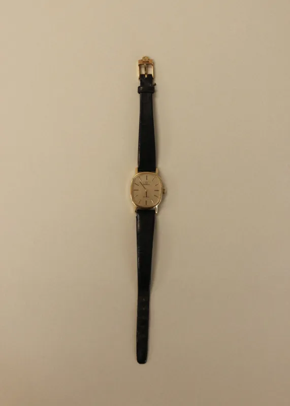 Vintage Omega Leather Strap Watch Black Gold made by Kinn
