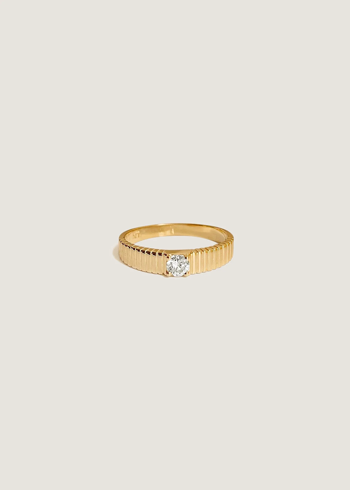 Petite Classic Solis Ribbed Ring Diamond sold by Kinn