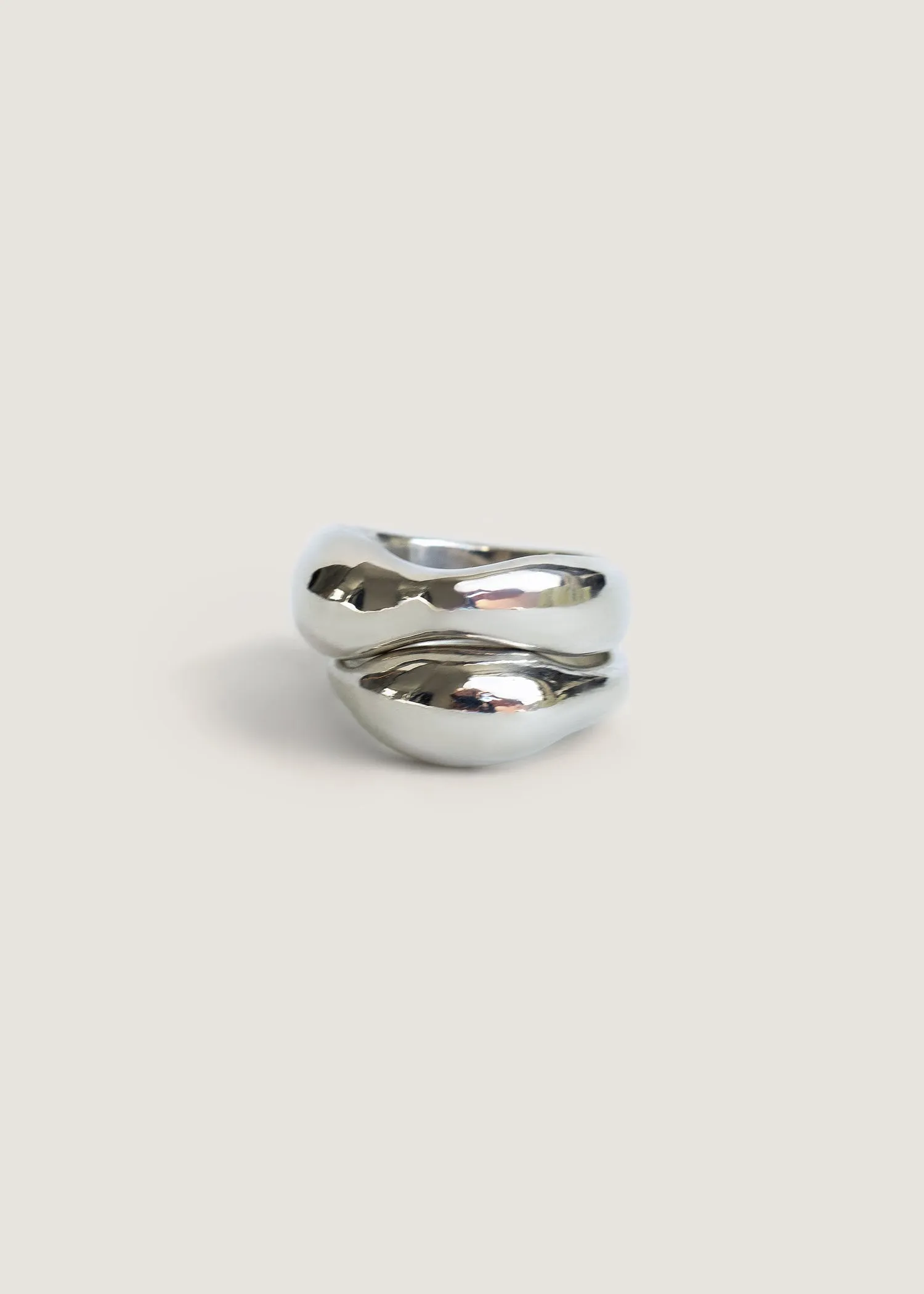 Hera Sculptural Ring Stack Silver sold by Kinn