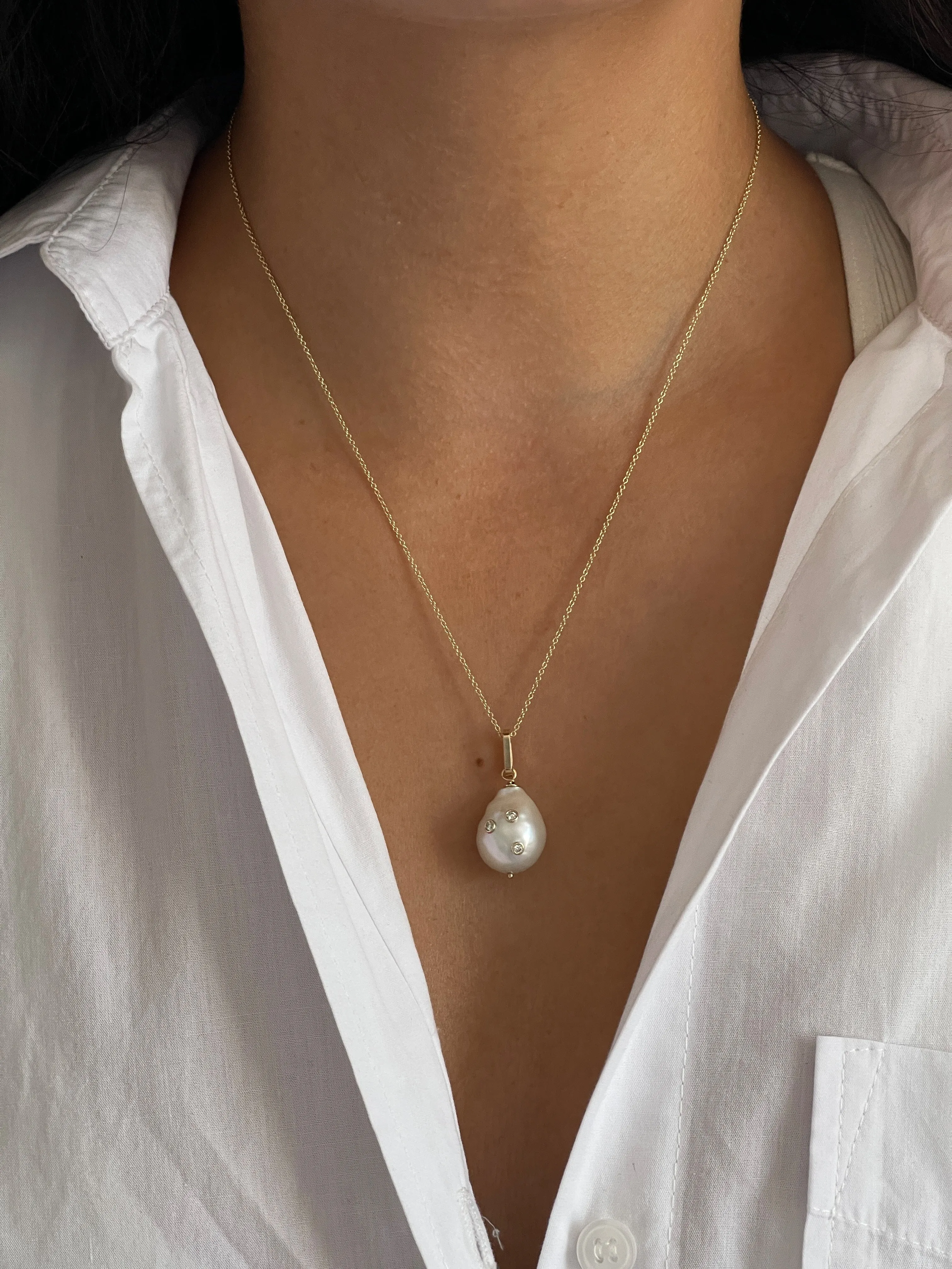 Archive Baroque Pearl Diamond Pendant sold by Kinn