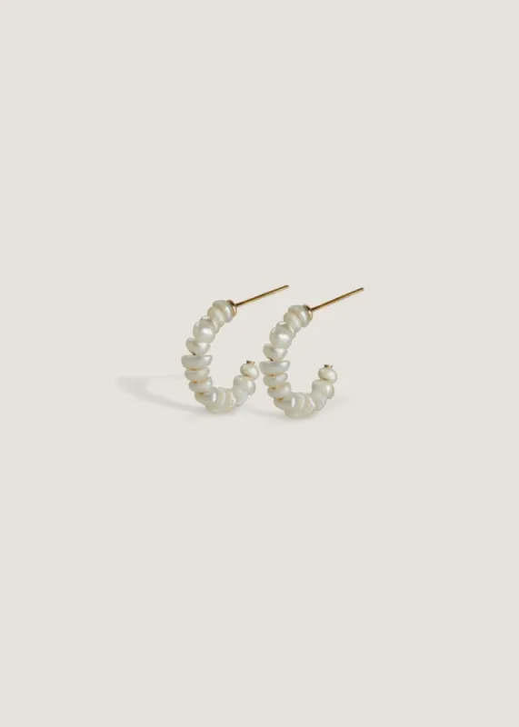 Biwa Pearl Hoop Earrings sold by Kinn