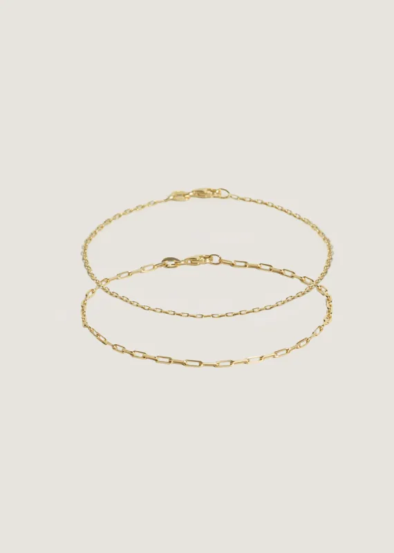 Rolo & Micro Link Chain Bracelet Stack sold by Kinn