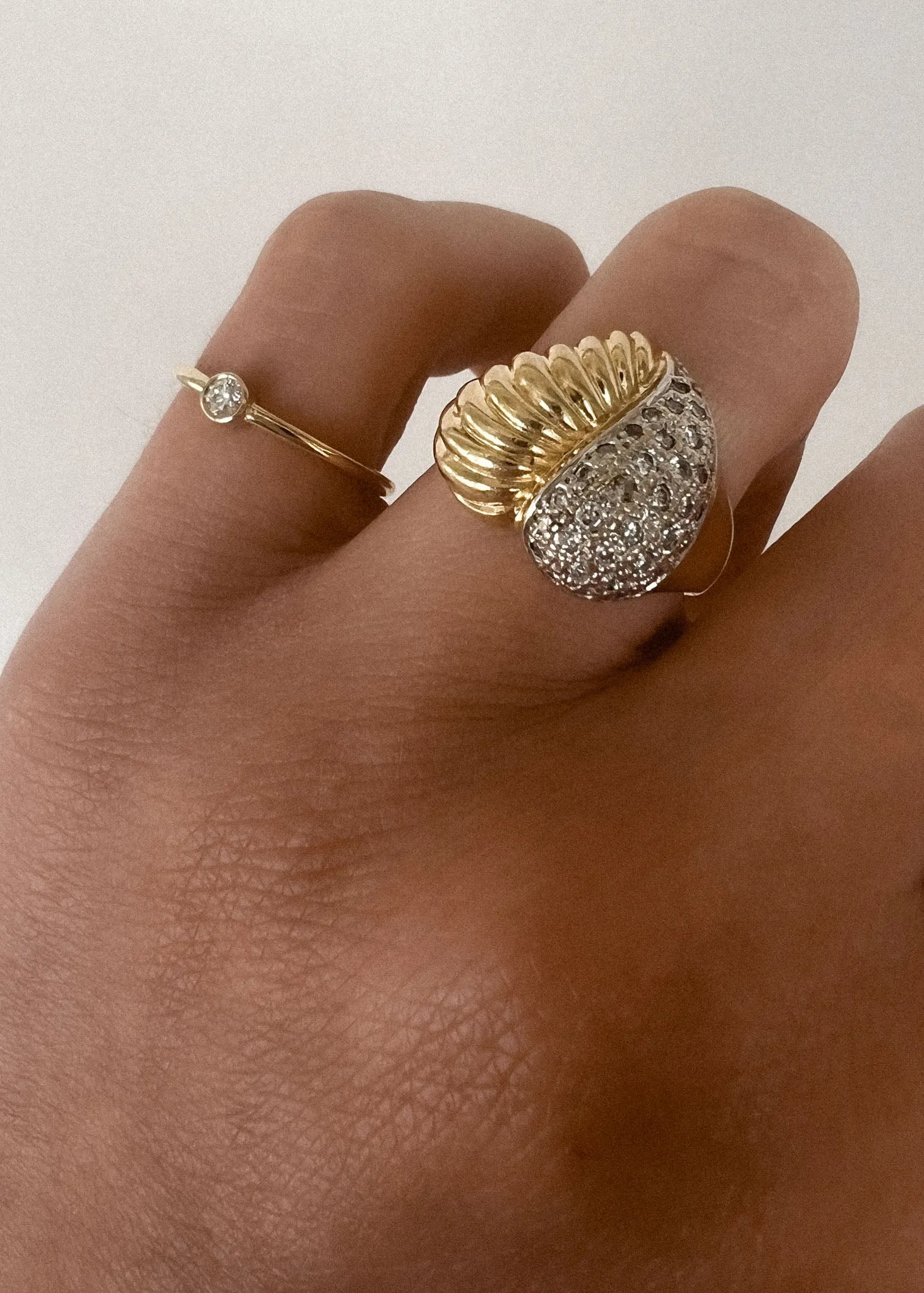 Vintage Diamond Ribbed Heart Signet Ring sold by Kinn product image thumbnail 2