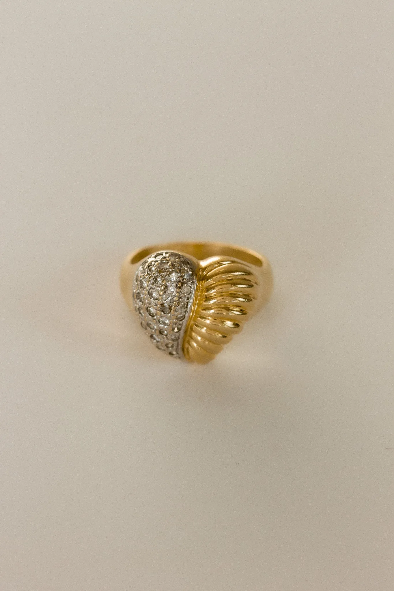 Vintage Diamond Ribbed Heart Signet Ring sold by Kinn