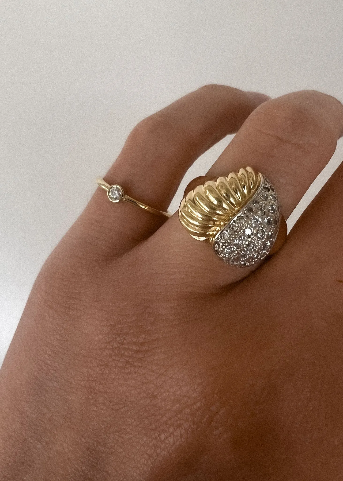 Vintage Diamond Ribbed Heart Signet Ring sold by Kinn product image thumbnail 3