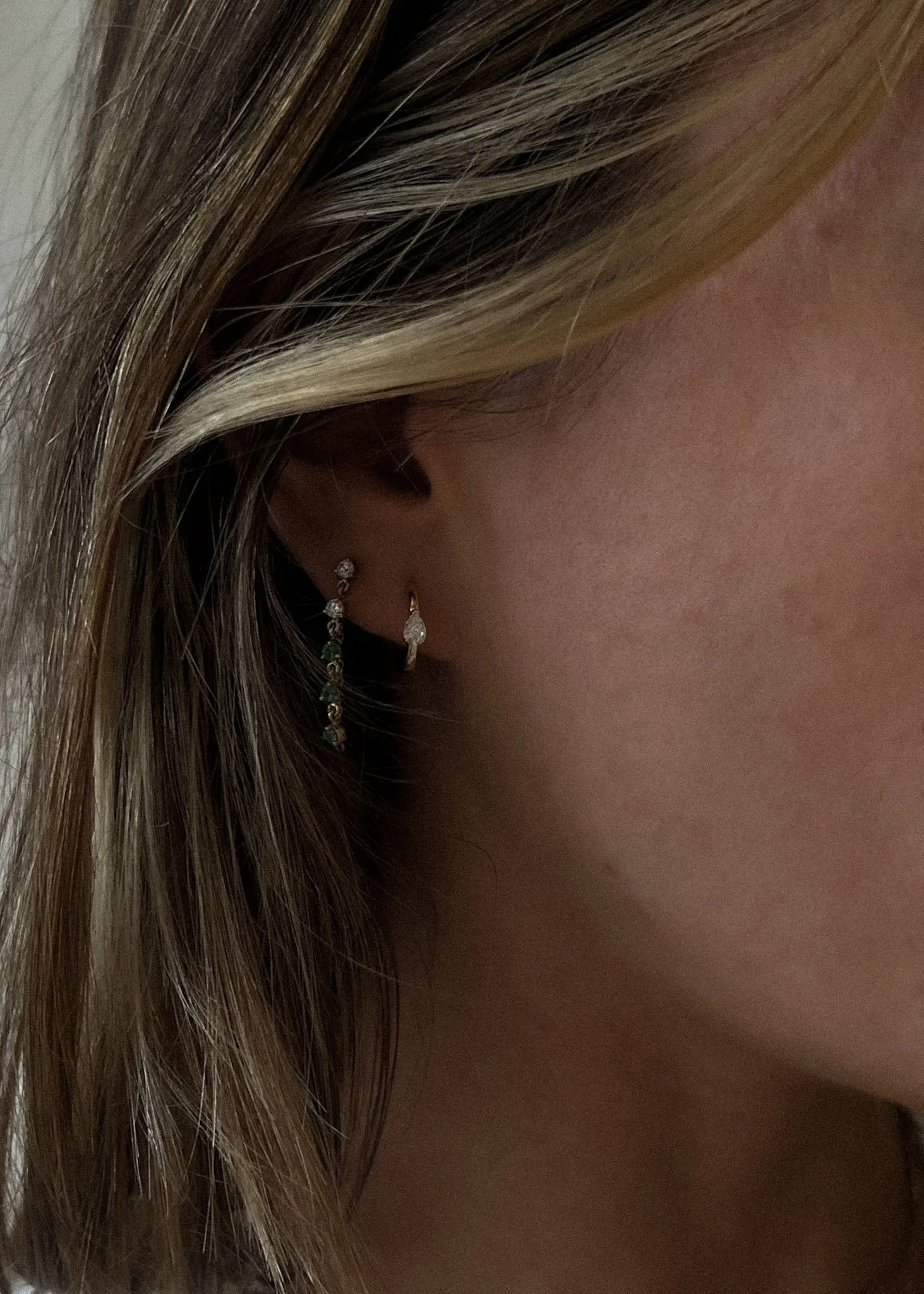 Teardrop Huggie Earrings Diamond sold by Kinn product image thumbnail 3